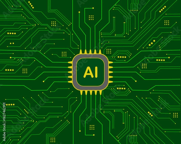 Obraz Geometric background and high tech circuit board connection system