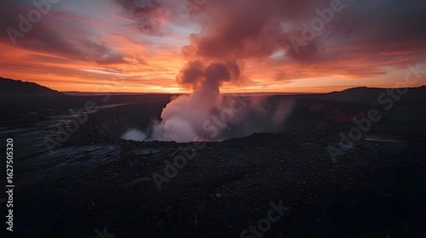 Fototapeta sunset over the volcano