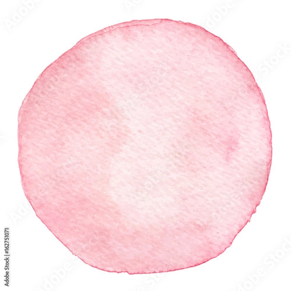 Fototapeta Vector hand painted watercolor pink round texture isolated on the white background. For your design.