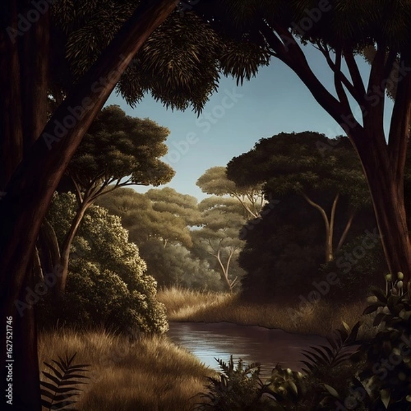 Fototapeta Digital Painting of a Wild Jungle Path