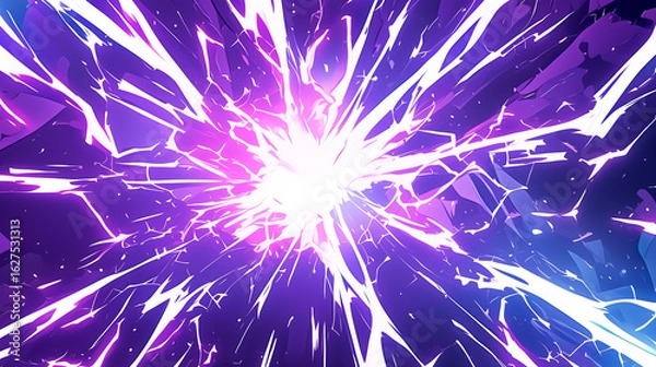 Obraz 紫色の稲妻がほとばしるアブストラクトなエフェクト背景4