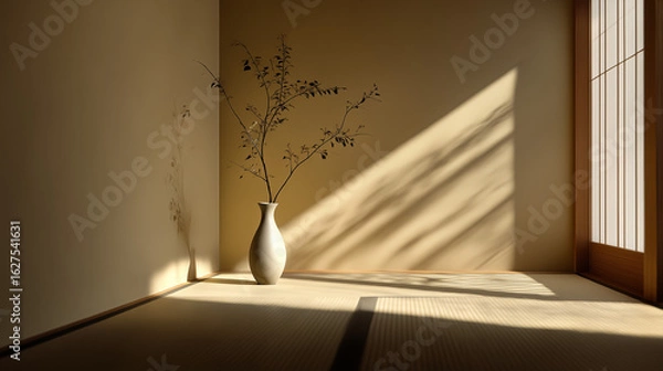 Obraz 暖かな光が差し込む和室の静寂な空間