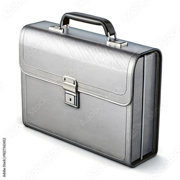 Obraz Modern Silver Briefcase on a White Background