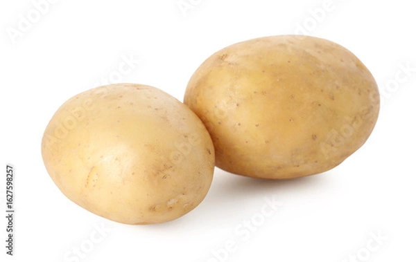 Obraz Two fresh raw potatoes isolated on white