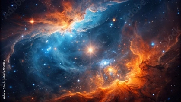 Fototapeta Vibrant nebula with glowing stars and cosmic dust