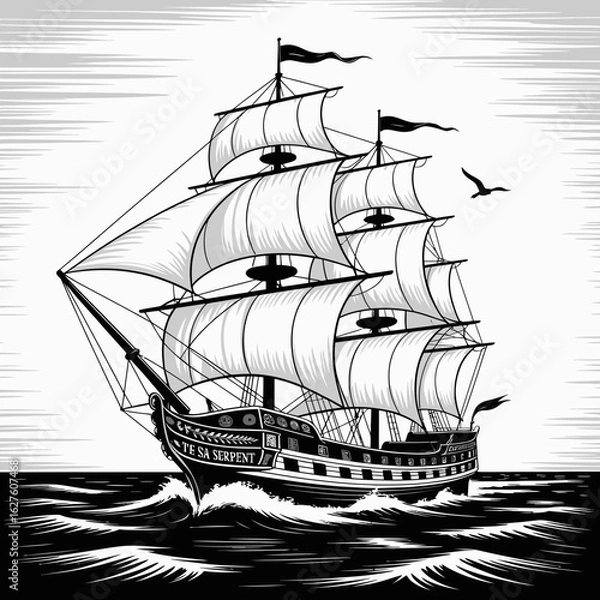 Fototapeta sailing ship on the sea