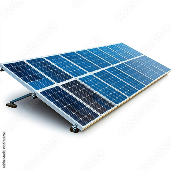 Fototapeta Solar panel on a pole isolated on a white background