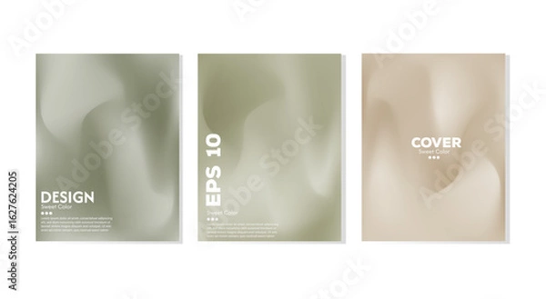Fototapeta A collection of creative abstract backgrounds with soft wavy textures. A combination of light and dark. Minimalist pastel color designs.