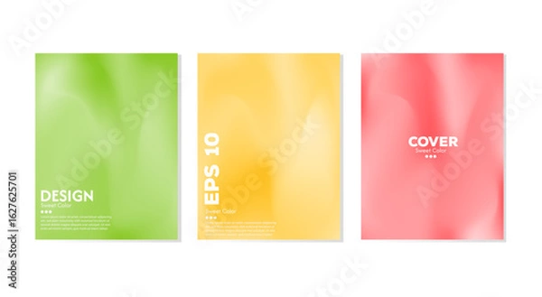 Fototapeta A collection of creative abstract backgrounds with soft, colorful wave textures. A combination of light and dark. Minimalist pastel color designs.