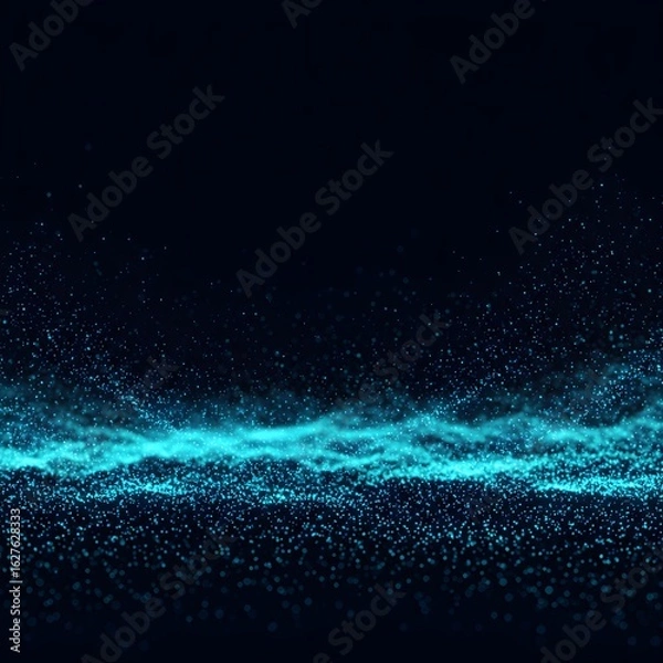 Fototapeta "Abstract Blue Particle Wave on Dark Background – Futuristic Data Flow Visualization"