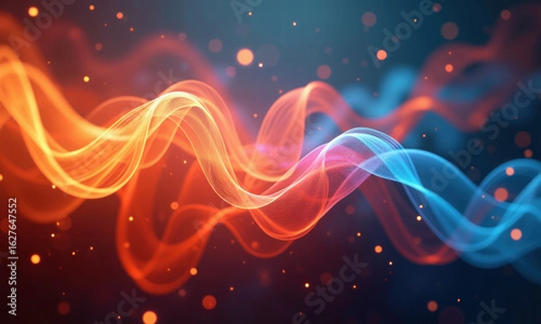 Fototapeta Abstract Waves of Light and Energy in Warm and Cool Tones