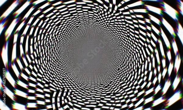 Fototapeta Hypnotic Tunnel of Black and White Patterns with Chromatic Aberration