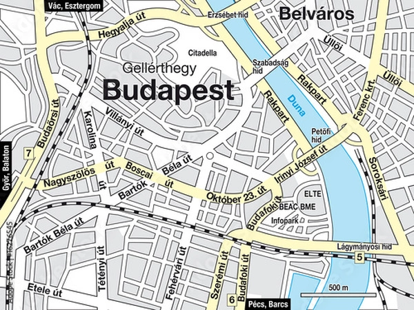 Fototapeta Budapest Stadtplan