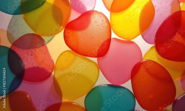 Fototapeta Vibrant Heart-Shaped Translucent Shapes Colorful Background