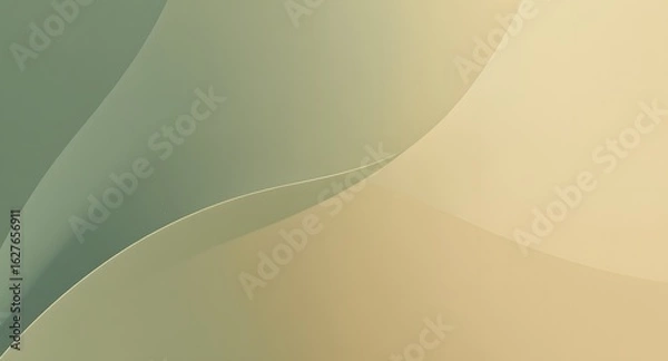 Obraz Abstract Fluid Curves with Olive Green and Beige Gradient Background in Minimalist Organic Style for Elegant Design Use