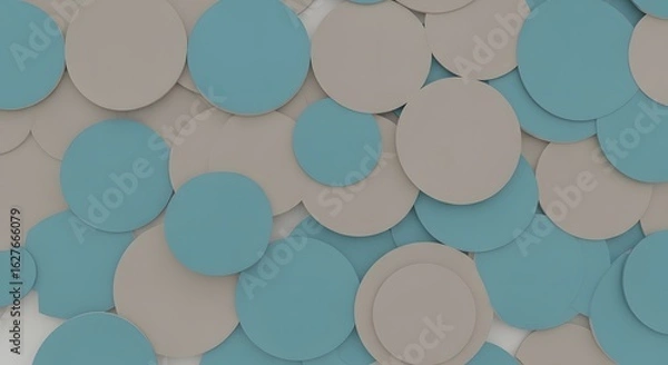 Obraz Layered Blue and Gray 3D Circles Background with Overlapping Minimal Shapes for Modern Abstract Design