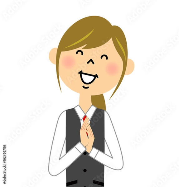 Fototapeta 制服姿の女性　喜ぶ