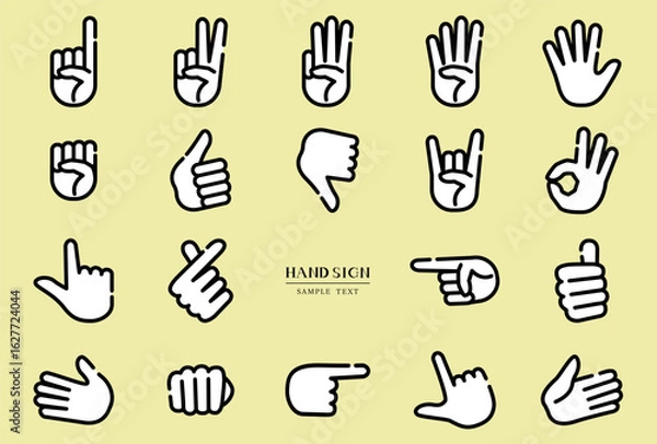 Fototapeta ハンドサイン　線画アイコン素材セット / vector eps	