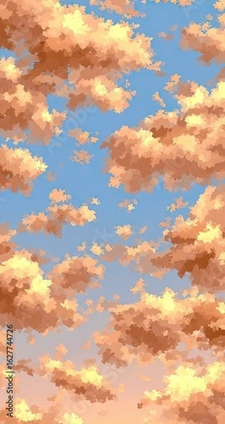 Fototapeta Soft peach clouds against a pale blue sky