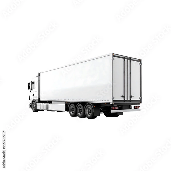 Obraz Clean white delivery cargo truck on a transparent background.
