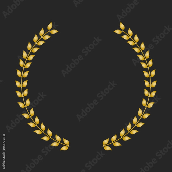 Fototapeta Gold award laurel wreath on dark background.