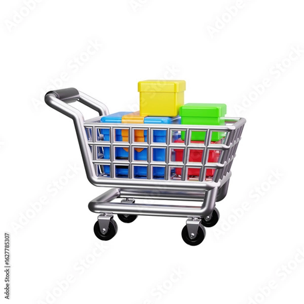 Fototapeta Shopping Cart 3d render icons