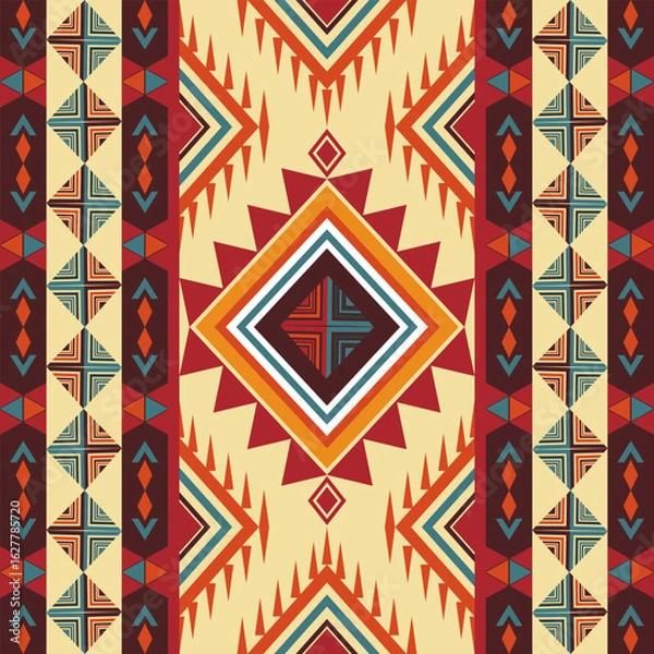 Fototapeta Native American geometric ethnic seamless pattern. Colorful ethnic illustration design for fabric, textile, blanket, rug, carpet, and fashion,300dpi