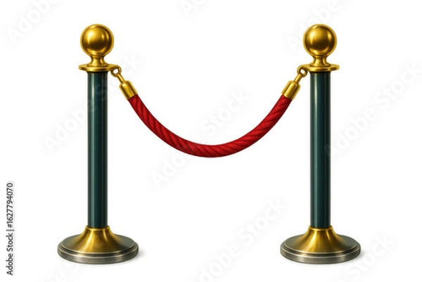 Fototapeta Museum barrier rope separating path from exhibit, creating a vip area, or guiding people in line