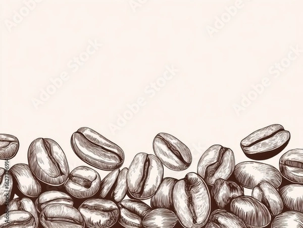 Obraz Coffee beans line art minimalist vector