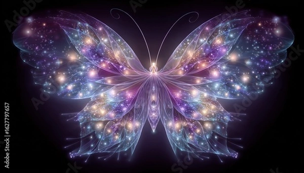 Fototapeta Mariposa fractal simétrica con brillo