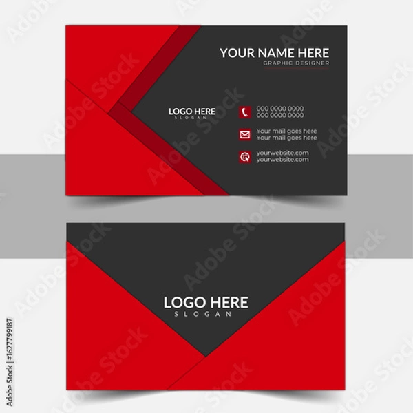 Fototapeta Modern Business Card Design: Double-sided creative business card template. Rad coro. Modern shape with abstract.