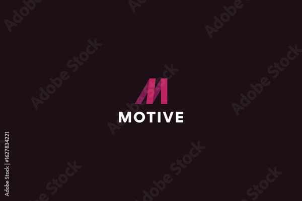 Fototapeta Letter M creative modern red color technological logo
