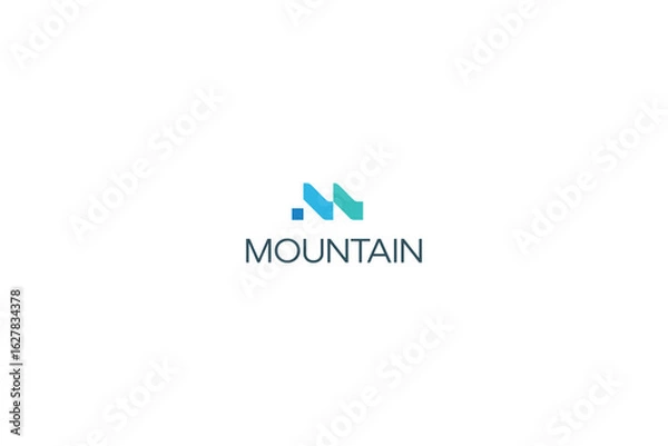 Obraz Letter M pixel mountain technological logo