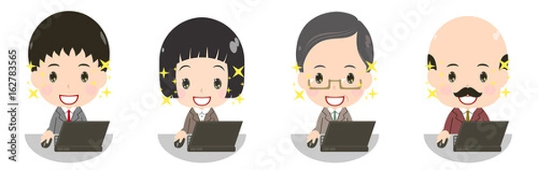 Obraz パソコンを使うビジネスマンセット　期待