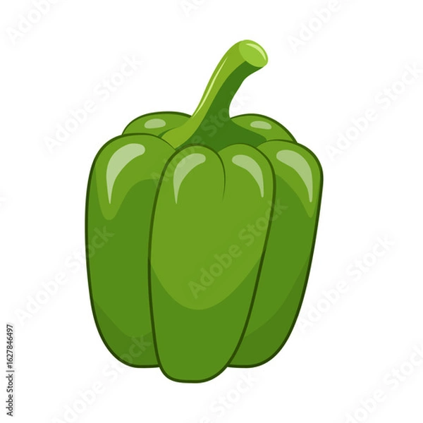 Fototapeta Stylized green paprika with outline. Template for design of stickers, clothes and souvenirs. Isolated on white background. Hand drawn.