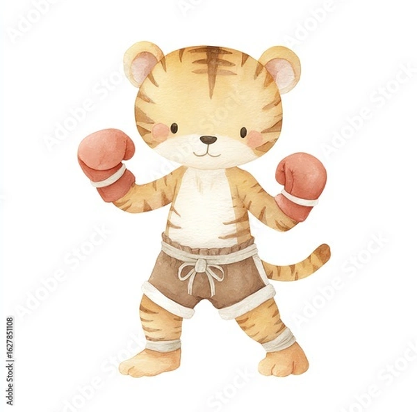 Obraz Cute Cartoon Tiger Boxer