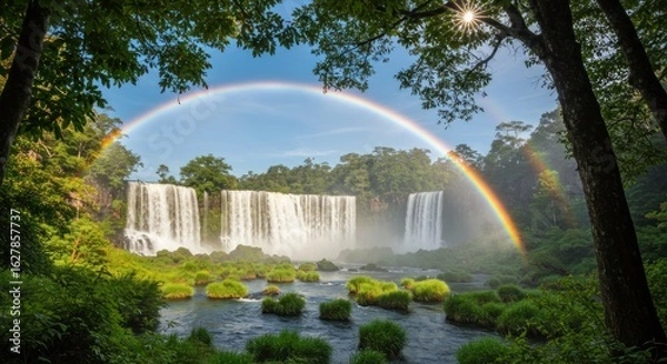 Fototapeta Rainbow over Waterfall