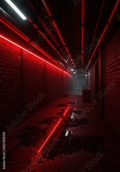 Obraz Dark, neon tunnel