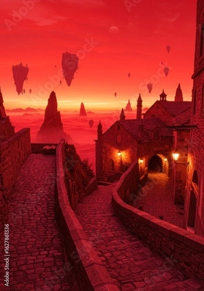 Obraz Red, mystical, mountain city