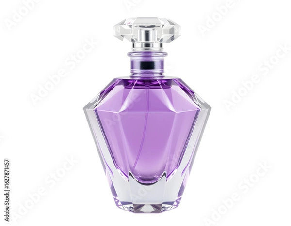 Fototapeta Elegant Purple Perfume Bottle with Geometric Faceted Design