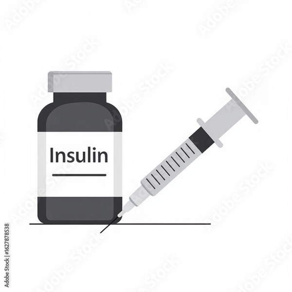 Fototapeta A syringe and an insulin vial, illustrating medication for diabetes management