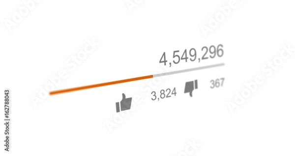 Obraz video views counter, counter of likes and dislikes close up