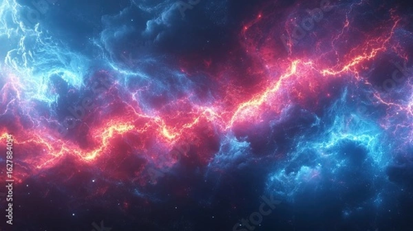 Obraz Abstract Artistic Nebula with Lightning Discharge Galaxy Space Background