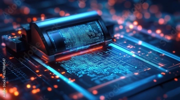 Obraz Futuristic Abstract Circuit Board Data Processing Information Technology Concept