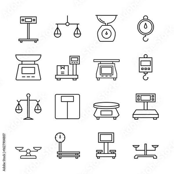 Obraz Scales and weighing vector icon set