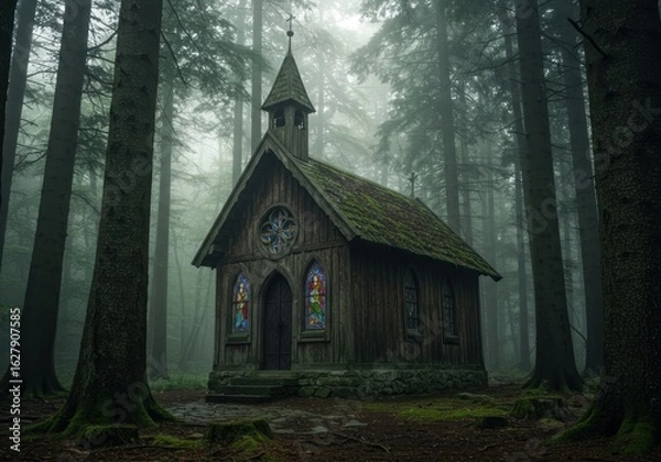 Obraz Misty forest church