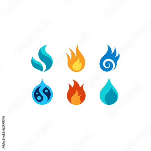 Obraz different water fire fusion spell set  