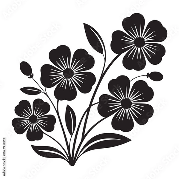 Fototapeta Abstract floral vector background illustration, vintage summer flowers and leaves