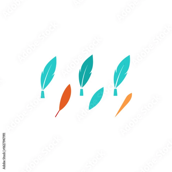 Fototapeta different floating quill set  