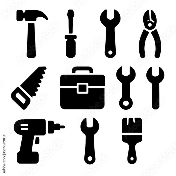 Fototapeta set of tools. tools icon set. tools icons set
silhouette of tools icon set.
